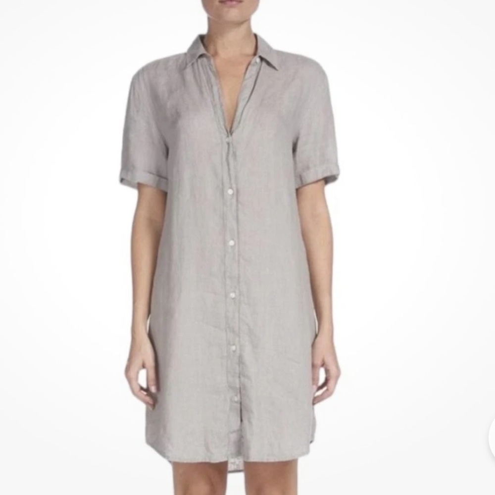 ELAN Linen Beachy Gray Collar
Lagenlook Knee‎ Length Button Front Size Medium